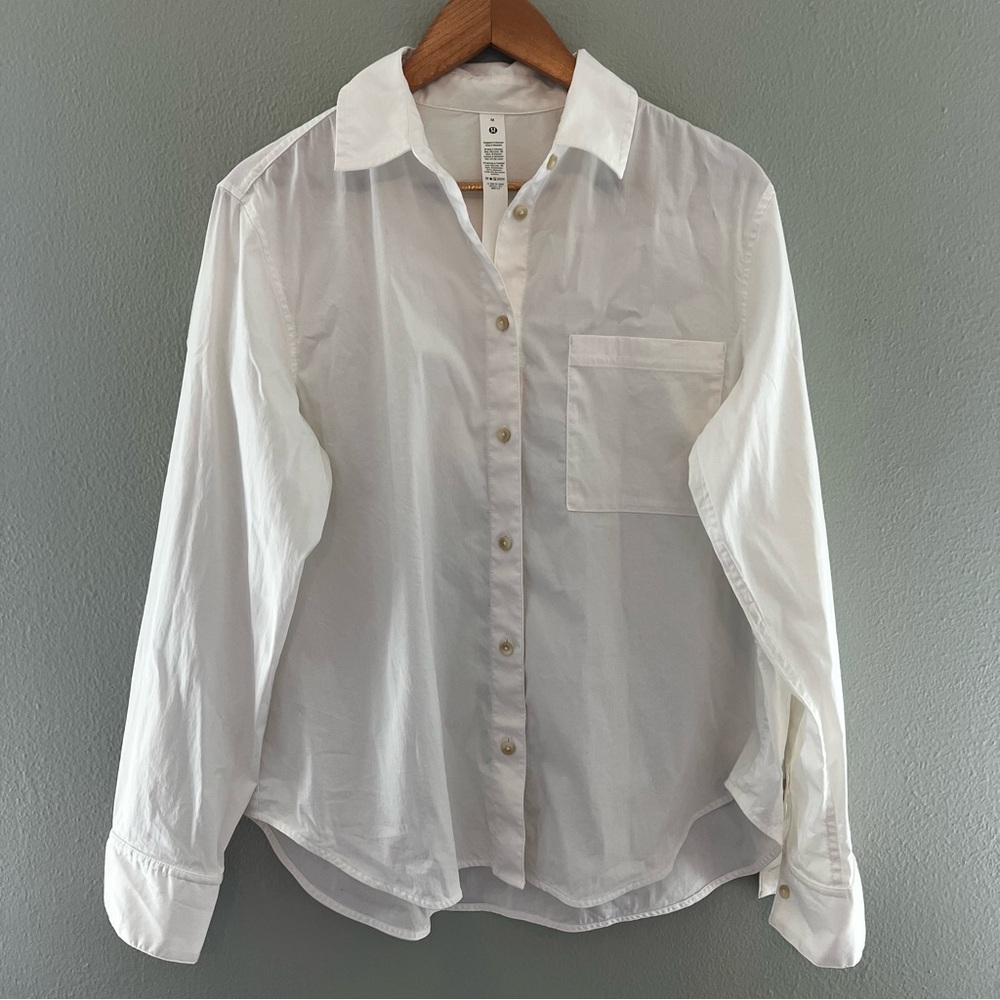 Lululemon Relaxed-Fit Cotton-Blend Poplin Button-Down Shirt Sz M